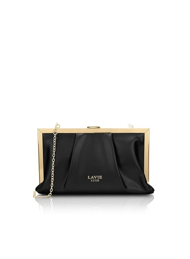 Luxe Women's Pleatz25 frame clutch (Black)
