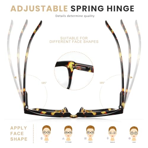 XVXV Reading Glasses for Women Men - Blue Light Blocking Readers Oversize Square Anti Glare with Spring Hinge(3Pack*Mix1,1.0X) - Image 4
