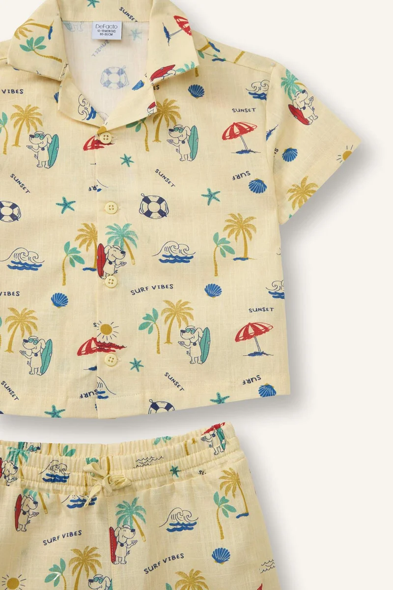ديفاكتو 2 piece Regular Fit Apache Neck Tropical Patterned Set