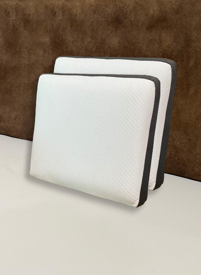 CUSHIO Memory Foam Pillow - Size 22"x14"x4" (Pack of 2) Orthopedic Memory Pillow for Shoulder, Back & Neck Pain Relief | Rejuvenate Your Nights | Free Removable Zipper Cover (White & Grey) - Image 1