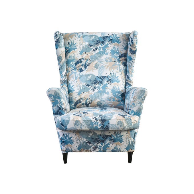 WING CHAIR SLIPCOVERS PRINTED WINGBACK CHAIR COVERS 2 PIECES WINGBACK ARMCHAIR SLIPCOVER STRETCH CHAIR SLIP COVERS WASHABLE ARMCHAIR PROTECTOR COVER FOR LIVING ROOM AND BEDROOM