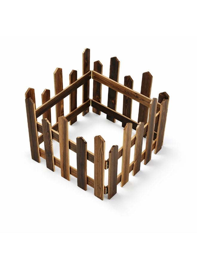 YINZUO Wooden Garden Fence Planter Border – Foldable Decorative Wood Plant Protector, Outdoor Rustic Lawn Edging Barrier for Flower Beds - Image 3