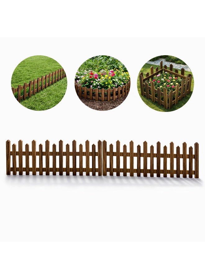 YINZUO Wooden Garden Fence Planter Border – Foldable Decorative Wood Plant Protector, Outdoor Rustic Lawn Edging Barrier for Flower Beds - Image 1