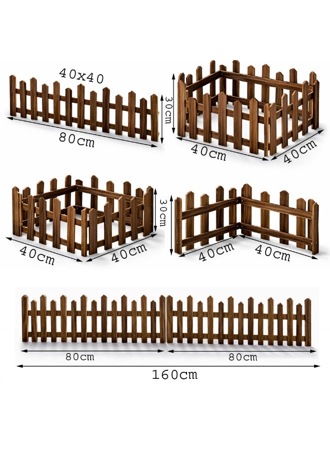 YINZUO Wooden Garden Fence Planter Border – Foldable Decorative Wood Plant Protector, Outdoor Rustic Lawn Edging Barrier for Flower Beds - Image 2