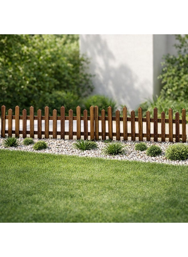 YINZUO Wooden Garden Fence Planter Border – Foldable Decorative Wood Plant Protector, Outdoor Rustic Lawn Edging Barrier for Flower Beds - Image 4