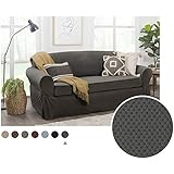 MAYTEX Pixel Ultra Soft Stretch 2 Piece Furniture Cover Sofa Slipcover, Charcoal - Image 1