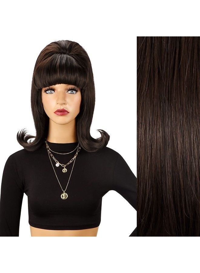 LONAI Retro Brown Wig 50s 60s 70s Wig with Bangs for Women Synthetic Hair for Halloween Costume Party - Image 5