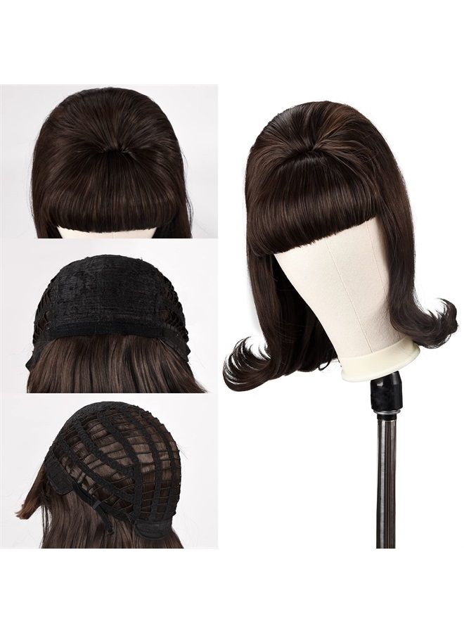 LONAI Retro Brown Wig 50s 60s 70s Wig with Bangs for Women Synthetic Hair for Halloween Costume Party - Image 3