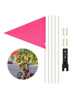 6ft Bike Safety Flag with Fiberglass Pole & Mounting Bracket, Bike Trailer Safety Flag, with Bicycle Mounting Bracket Height, Visibility Bicycle Safety Flag for Kids & Adults (Pink)