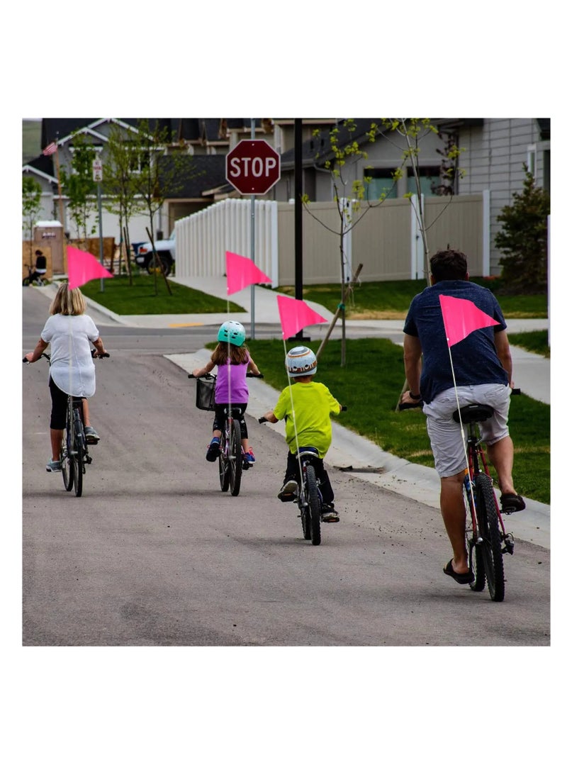 SYOSI - 6ft Bike Safety Flag with Fiberglass Pole & Mounting Bracket, Bike Trailer Safety Flag, with Bicycle Mounting Bracket Height, Visibility Bicycle Safety Flag for Kids & Adults (Pink) - Image 1