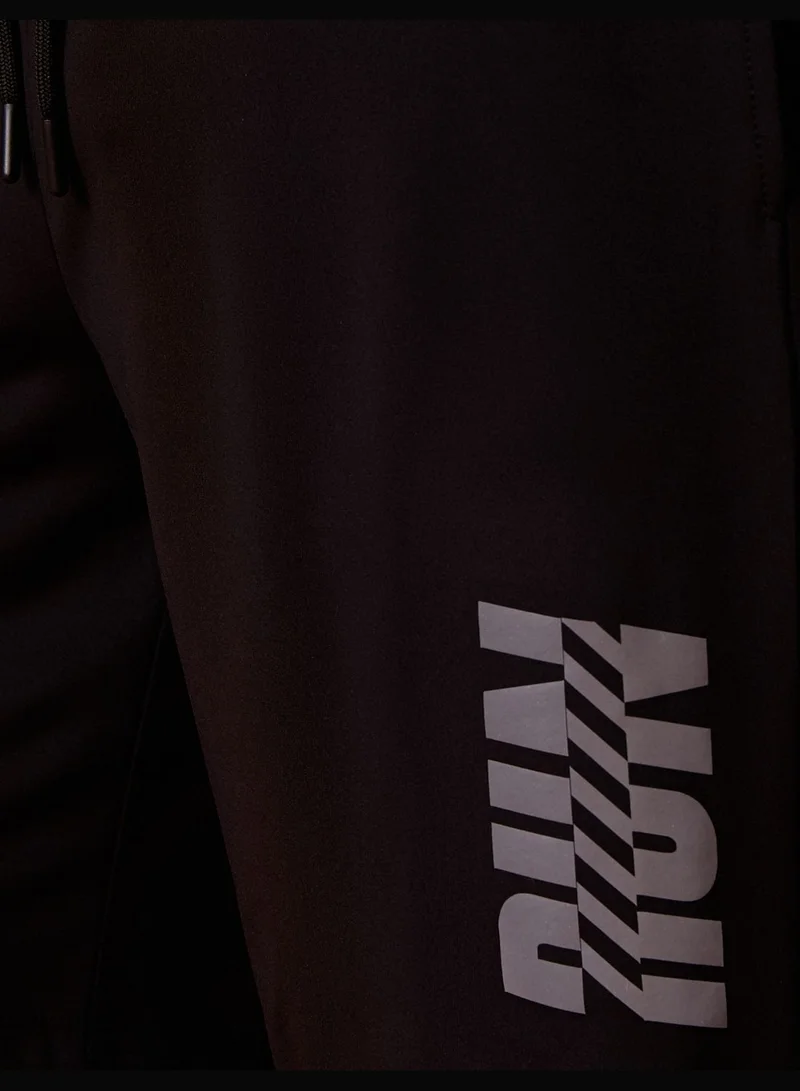 كوتون Sport Shorts Drawstring Slogan Printed Pocket Detailed