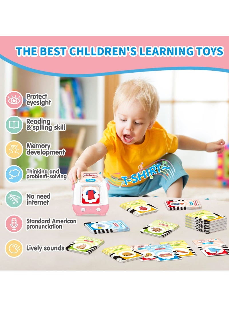 KASTWAVE Interactive Learning Toy for Toddlers 2-5 Year 110 Talking Flash Cards, 220 Vocabulary Sight Words | Educational Preschool Game with Sound Effects | Ideal Gift for Boys & Girls | Pink - Image 3