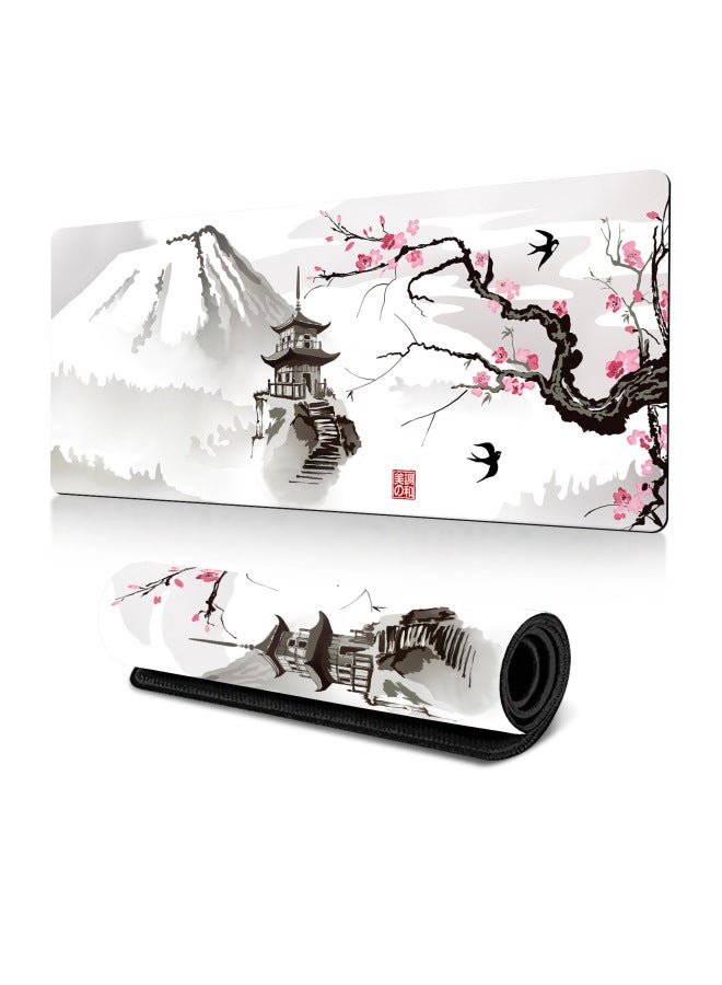 Ink Cherry Blossom Mouse Pad Large Office Desk Pad Dead Life Black And White Series Mouse Pad Rubber Non-slip-Color:400*900*2MM-Pattern:Pattern 1  - Image 1
