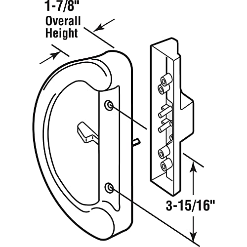 Prime-Line C 1225 Mortise Style Sliding Patio Door Handle Set - Replace Old or Damaged Door Handles Quickly and Easily – White Diecast, Non-Keyed, Fits 3-15/16” Hole Spacing (1 Set) - Image 2