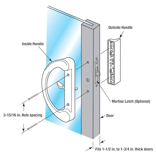 Prime-Line C 1225 Mortise Style Sliding Patio Door Handle Set - Replace Old or Damaged Door Handles Quickly and Easily – White Diecast, Non-Keyed, Fits 3-15/16” Hole Spacing (1 Set) - Image 3