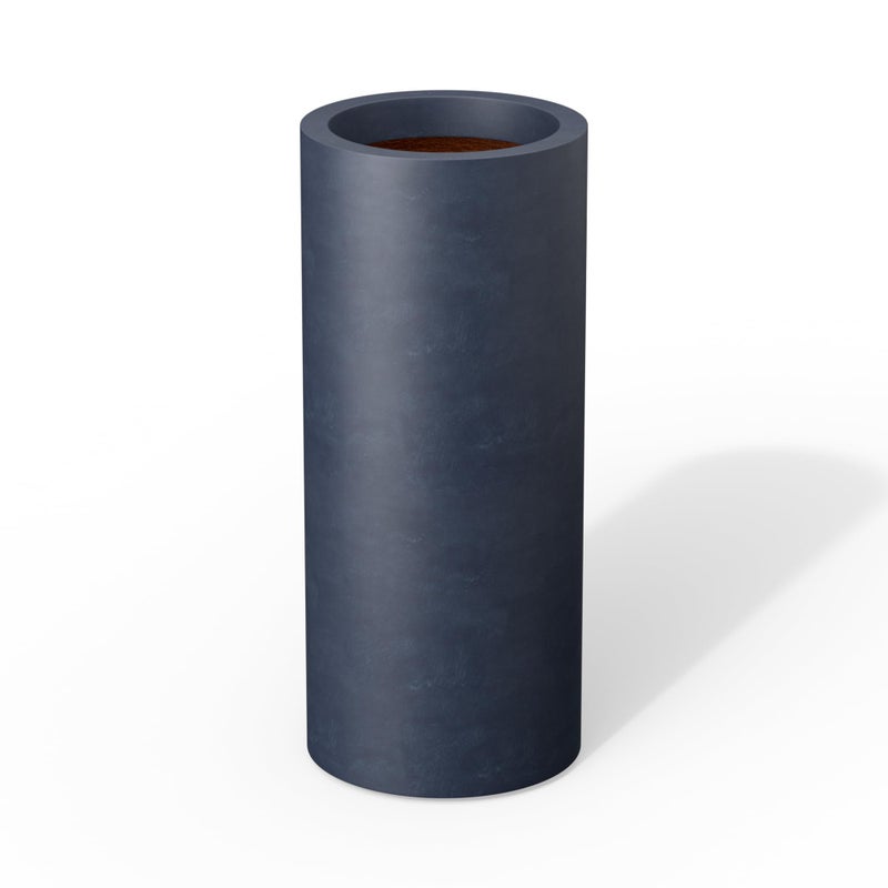 Kante 23.6 Inch Tall Cylindrical Planter, Large Round Plant Pots with Drainage Hole, Made with Concrete, Suitable for Indoor Outdoor Plants, Home Decor, Charcoal Finish with Painted Interior - Image 1