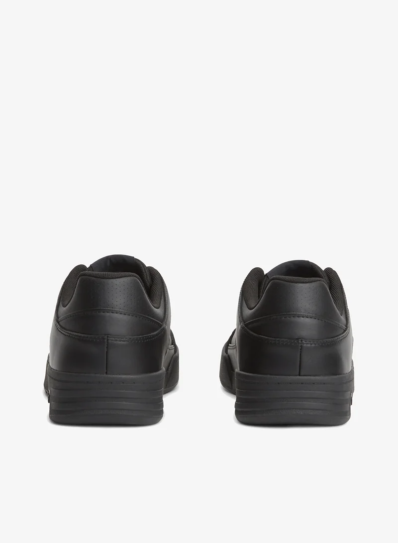 Tommy Jeans Black Leather Contrast Texture Basketball Trainers for Men | Best Price UAE