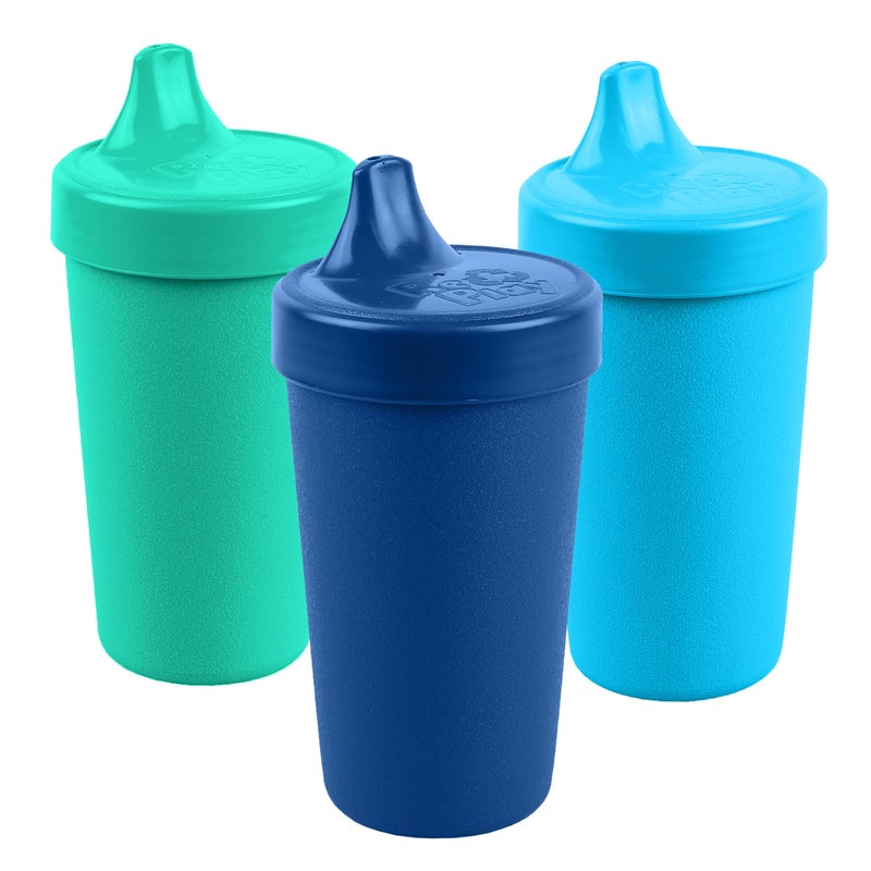 RePlay Sippy Cups for Toddlers 10 Oz Reusable Spill Proof Cups for Kids DishwasherMicrowave Safe Made in USA Set of 3313 x 625 A True Blue