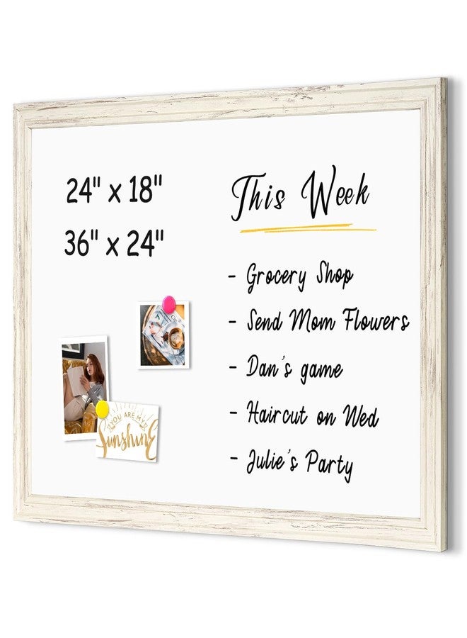 4 THOUGHT Dry Erase Board, 24 x 18 in Magnetic Whiteboard White Vintage Wood Frame Decorative White Board Wall-Mounted Notice Board for School, Office, Home, 8 Magnets 4 Markers 1 Eraser - Image 1