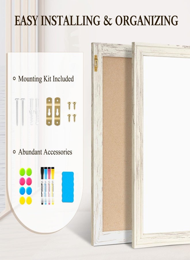4 THOUGHT Dry Erase Board, 24 x 18 in Magnetic Whiteboard White Vintage Wood Frame Decorative White Board Wall-Mounted Notice Board for School, Office, Home, 8 Magnets 4 Markers 1 Eraser - Image 5
