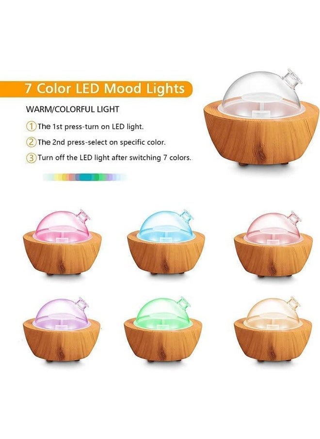 XANAPHIA 280Ml Glass Essential Oil Diffuser Wood Grain Base Air Aroma Diffuser For Aromatherapy Cool Mist Humidifier With Safe Auto Shutoff And 2 Mist Modes & 7 Color Led Night Lights For Home Office Room  - Image 2