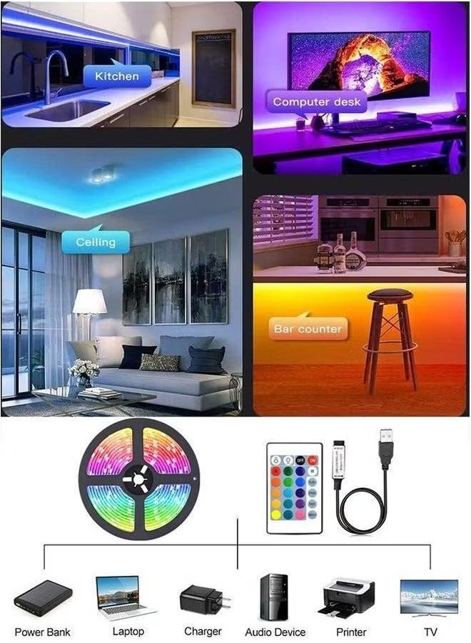 HOMESTAR LED Strip Lights for bedroom - Multicolor with Remote, USB Powered, Waterproof, Perfect lights Bedroom, TV, Desktop PC, Fish Tank Decoration, Wall Lights, 5M  - Image 3