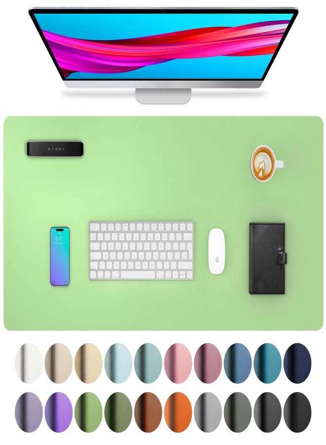 Aothia Leather Desk Pad Protector,Mouse Pad,Office Desk Mat, Non-Slip PU Leather Desk Blotter,Laptop Desk Pad,Waterproof Desk Writing Pad for Office and Home (23.6'' x 13.7'', Foam Green) - Image 1