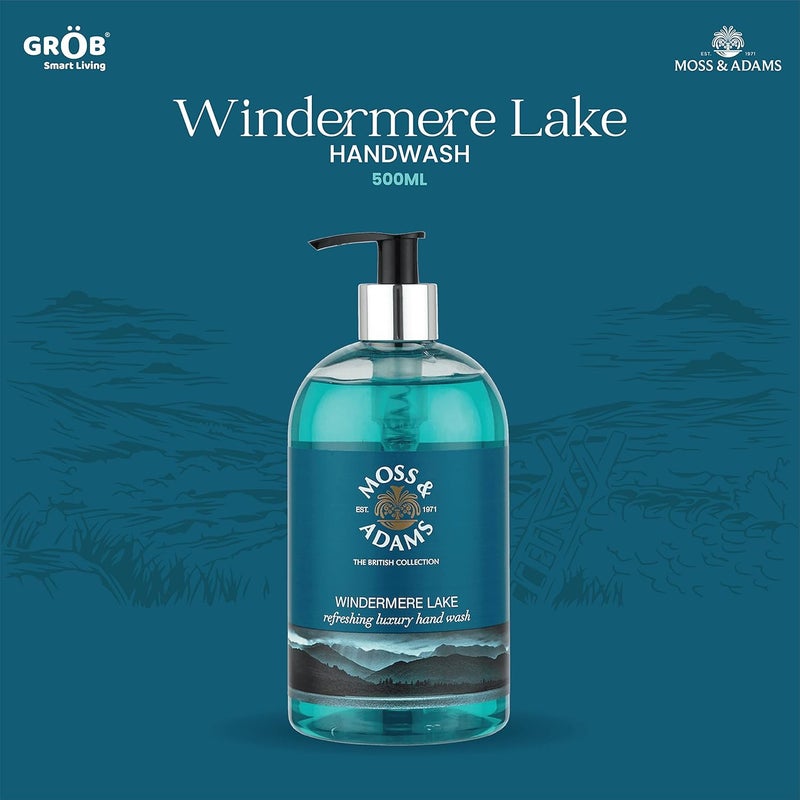 GROB Moss Adams Windermere Lake And Cambridge Meadow Germ Protection Refreshing Luxury Hand Wash 500Ml Pack Of 2 Smart Living Product - Image 2