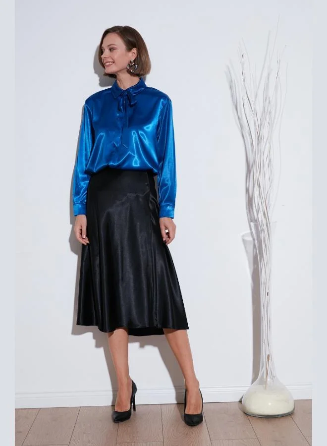 Lela Lela Regular Fit Satin Shirt with Tie Detail Women's SHIRT 611GO00159