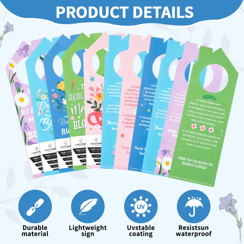 Fullhawl 100 Pcs Real Estate Door Hanger with Business Card Design 3.15 x 9.25 Inch I'm Not Just a Real Estate Agent Colorful Marketing Business Card Signs for Agent Supplies Open House(Plant) - Image 4