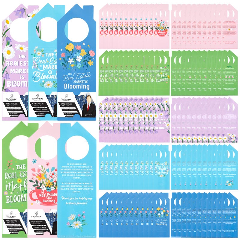 Fullhawl 100 Pcs Real Estate Door Hanger with Business Card Design 3.15 x 9.25 Inch I'm Not Just a Real Estate Agent Colorful Marketing Business Card Signs for Agent Supplies Open House(Plant) - Image 1