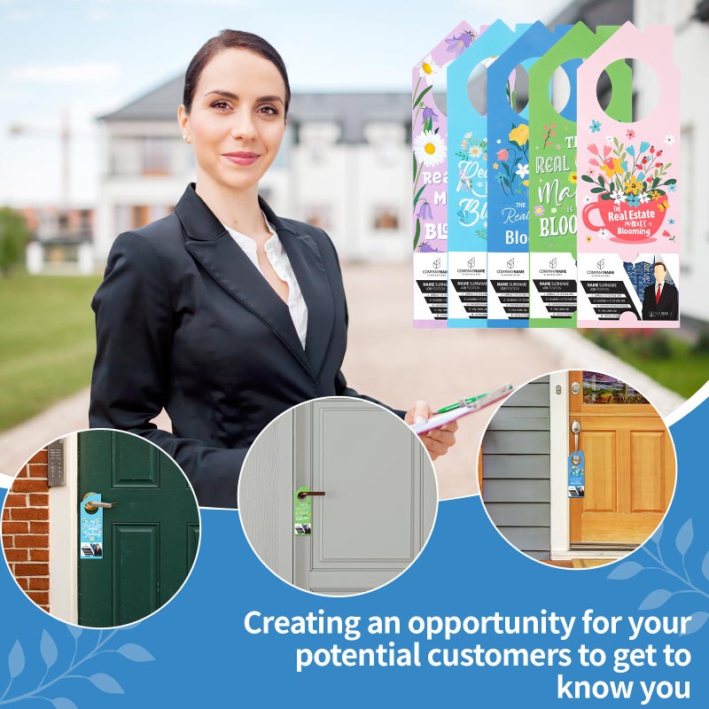 Fullhawl 100 Pcs Real Estate Door Hanger with Business Card Design 3.15 x 9.25 Inch I'm Not Just a Real Estate Agent Colorful Marketing Business Card Signs for Agent Supplies Open House(Plant) - Image 5