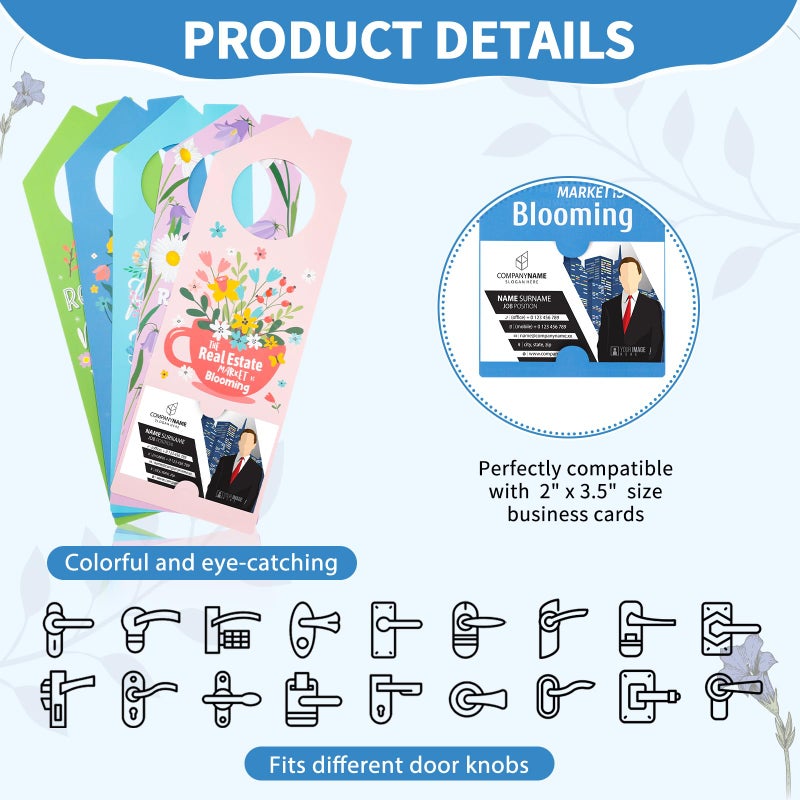 Fullhawl 100 Pcs Real Estate Door Hanger with Business Card Design 3.15 x 9.25 Inch I'm Not Just a Real Estate Agent Colorful Marketing Business Card Signs for Agent Supplies Open House(Plant) - Image 3
