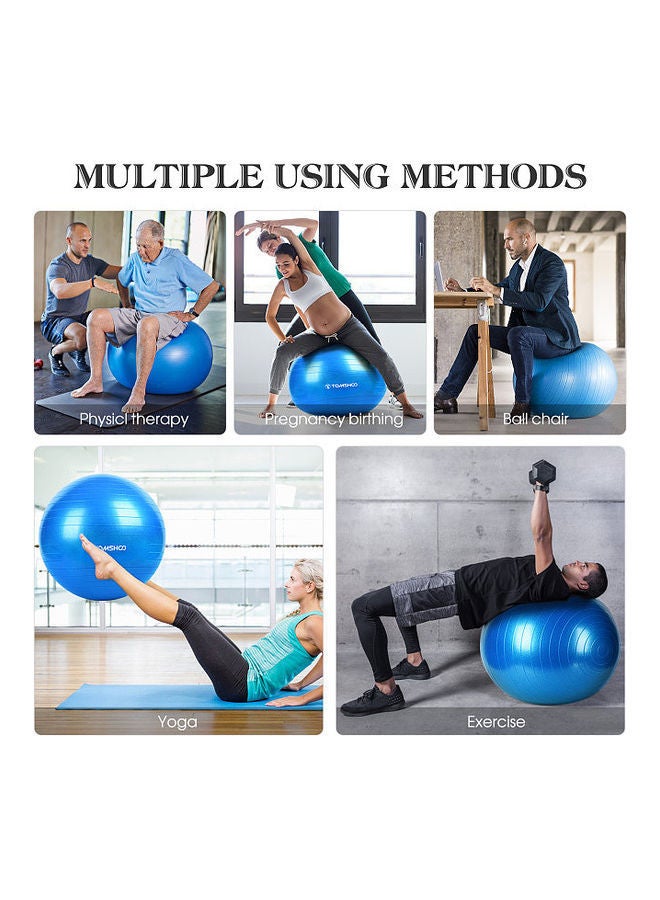 تومشو 55Cm Thickened Yoga Ball With Foot Pump For Stability Balance Pilates Physical Fitness Exercise Black - Image 4