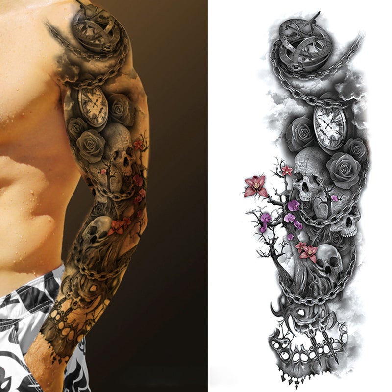 Temporary Tattoo: 7 Inch Extra Large Size Waterproof Non-Allergic Fake Tattoo Sleeve - Realistic Effect Body Art for Daily Style & Body Decoration - Image 2