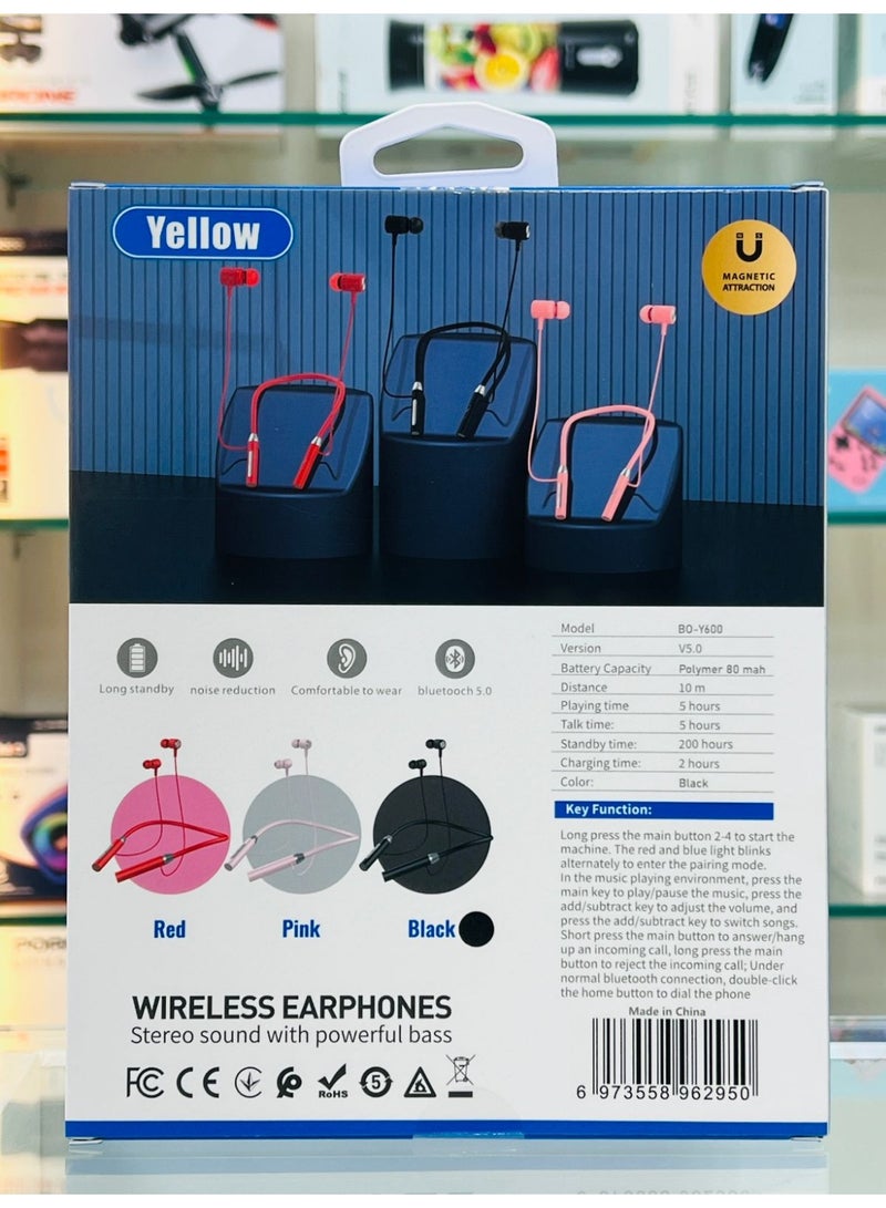Yellow BO-Y600 Wireless Headphones - Image 2