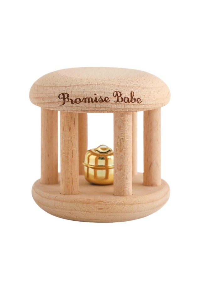Promise Babe Infant Gym Organic Wooden Rattle Wooden Bells Rattles Nursing Shower Gifts Waldorf Toys - Image 1