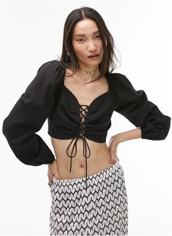 TOPSHOP Sweetheart Neck Tie Detail Top  - Image 1