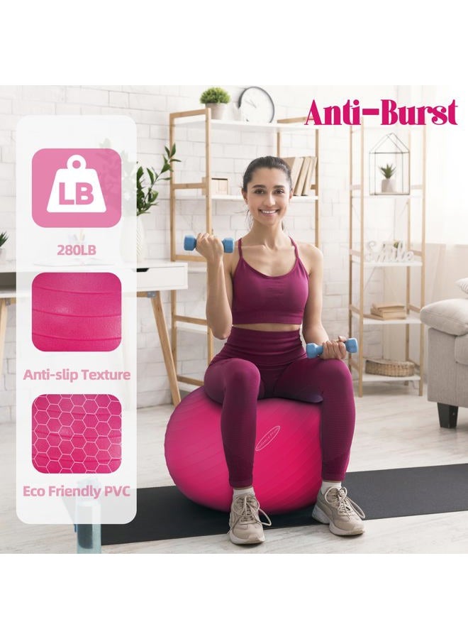 Fitvids كرة التمارين من بالانس فروم مقاومة للانفجار والانزلاق، كرة يوغا، كرة لياقة بدنية، كرة ولادة مع مضخة سريعة، سعة 2,000 رطل (58-65 سم، L، وردي) - Image 4