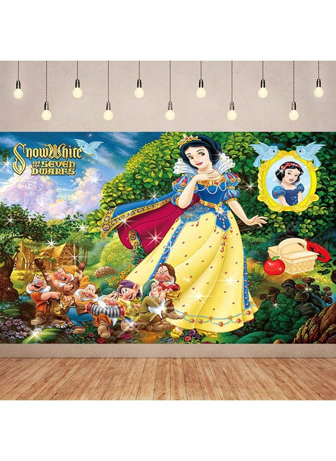 Generic - Cartoon Snow White pattern birthday party background decoration cloth suitable for children's birthday photography supplies background photo props (size 150cmx100cm) - Image 1