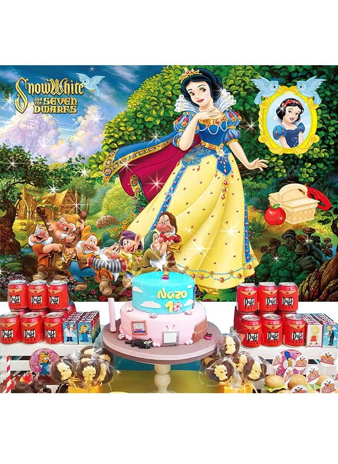 Generic - Cartoon Snow White pattern birthday party background decoration cloth suitable for children's birthday photography supplies background photo props (size 150cmx100cm) - Image 1