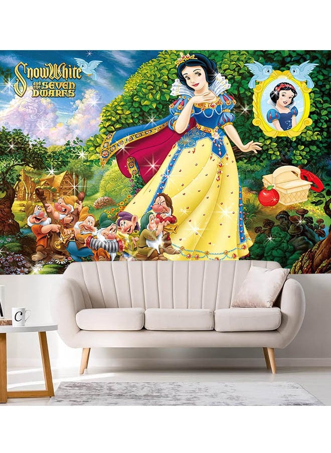 Generic - Cartoon Snow White pattern birthday party background decoration cloth suitable for children's birthday photography supplies background photo props (size 150cmx100cm) - Image 1