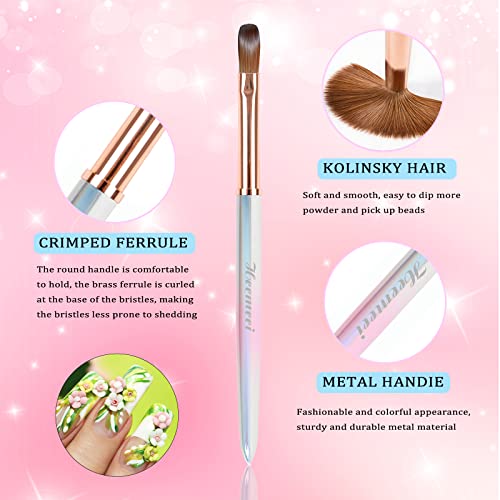 heemeei Acrylic Nail Brush Size 8, 100% Pure Kolinsky Nail Art Brush, Sturdy Handle Acrylic Powder Design Tools for Professional Manicure DIY Home Salon (8#) - Image 5
