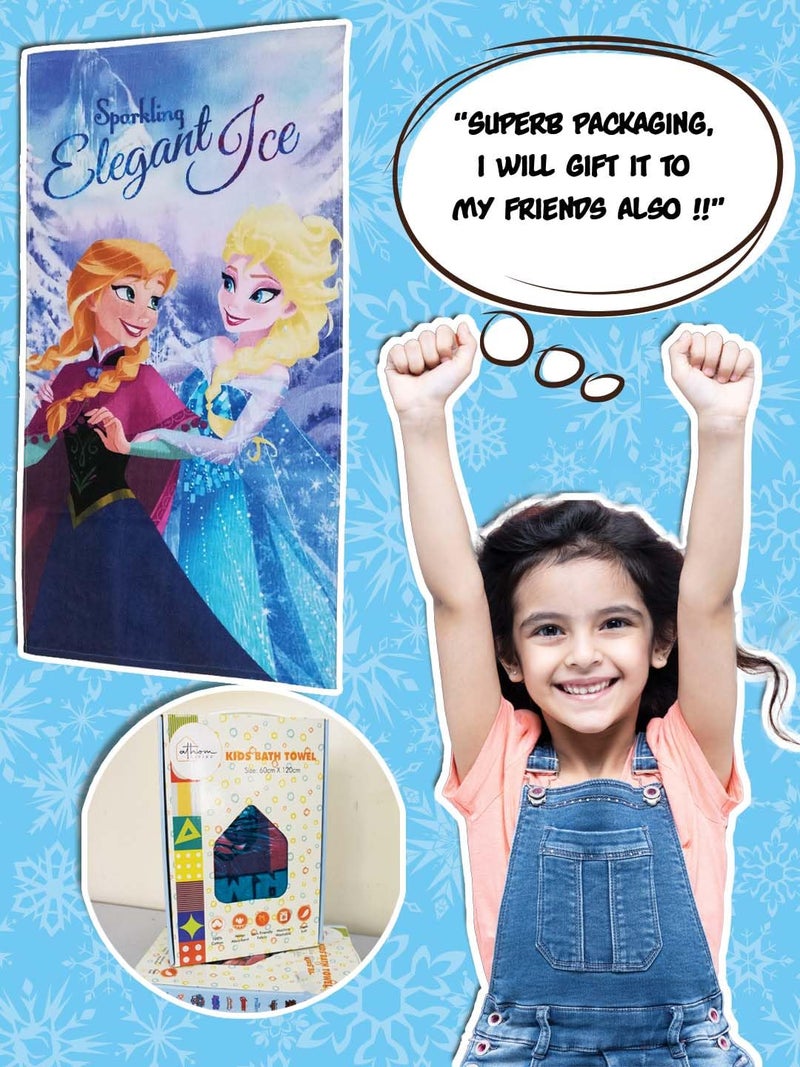 Athom Trendz Athom Living Disney Anna Elsa 350 GSM 100 Cotton Kids Bath Towel 60x120 cm M4 - Image 2