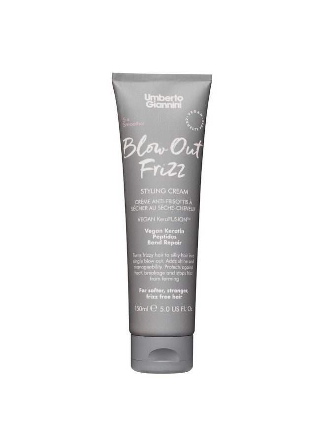 Umberto Giannini Blow Out Frizz Hair Styling Cream 5 Fl Oz - With Heat Protection Up To 230°C - Vegan Kertain Bond Repair Formula For All Types Of Frizzy & Damaged Hair - Vegan & Cruelty-Free