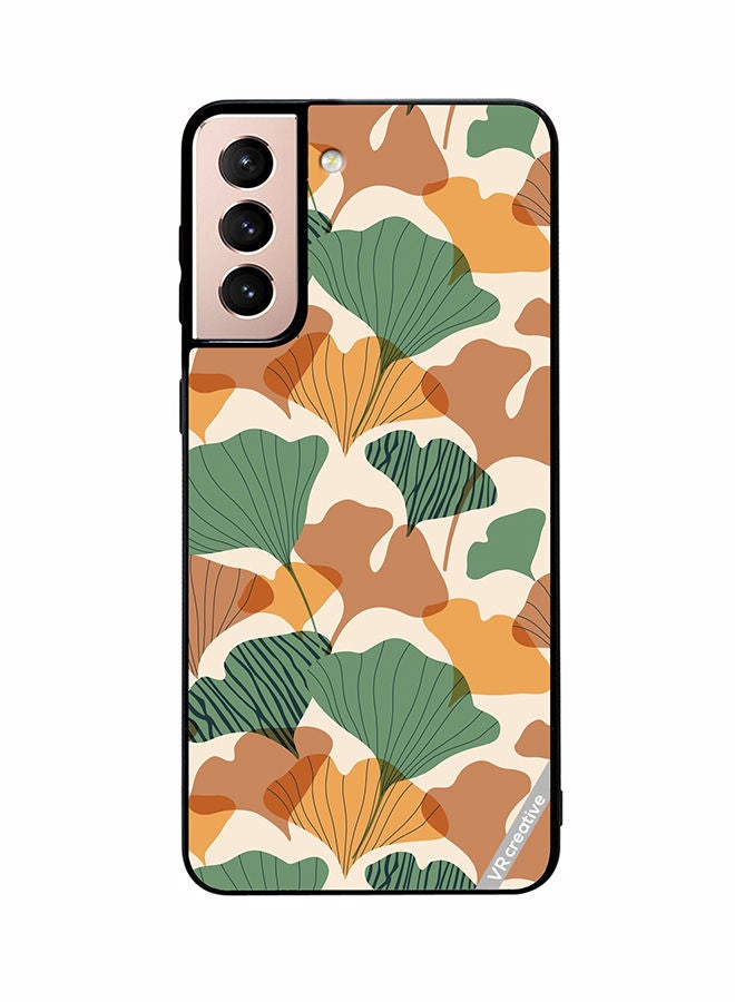 VR CREATIVE Protective Case Cover For Samsung Galaxy S21 Plus 5G Autumn Gingko Leaves Silhouettes Design Multicolour - Image 1