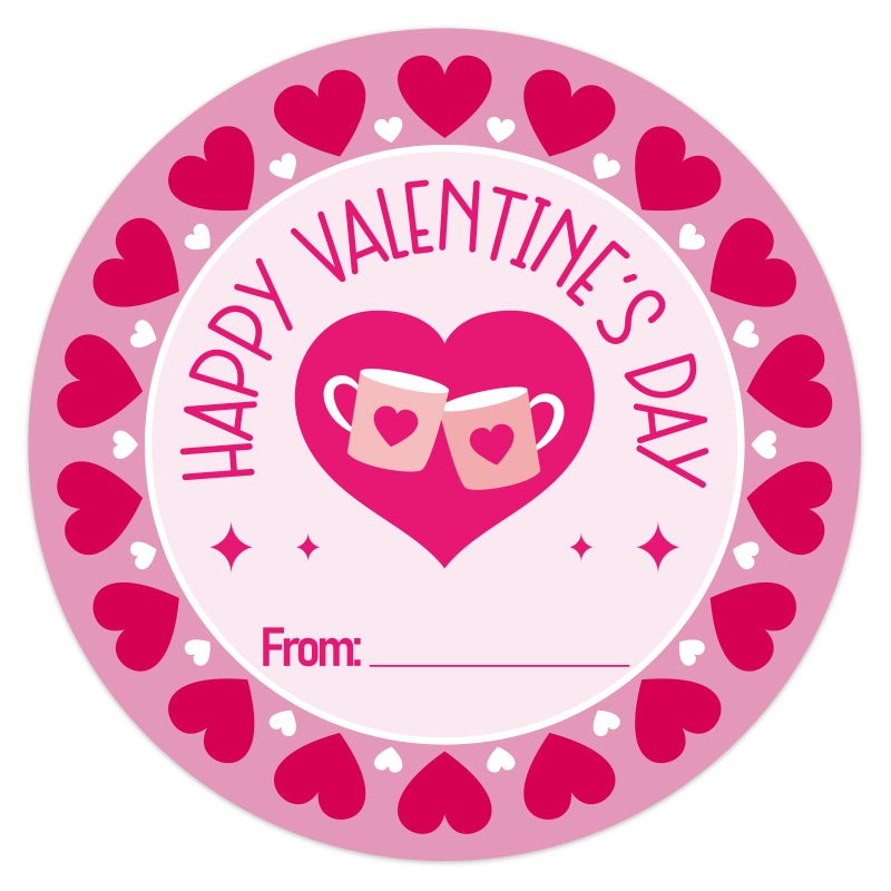 FaCraft Valentines Day Stickers - Happy Valentine's Day Stickers to from Labels Heart Sticker Coffee Cup Valentines Gift Name Tag for Envelopes Seal Cards Boxes Valentine Party Favor Decorations - Image 1