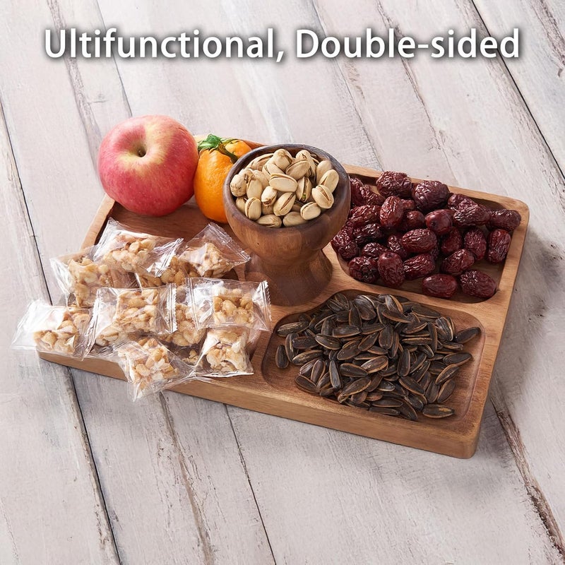 LiTY Cake Stand with Lid, 13″ Rectangular Multi-Functional Cake Holder, Acacia Solid Wood 2-in-1 Dessert Table Display Set, Charcuterie Board for Cheese ,Fruit Platter, Large Acrylic Cake Dome Cover - Image 3