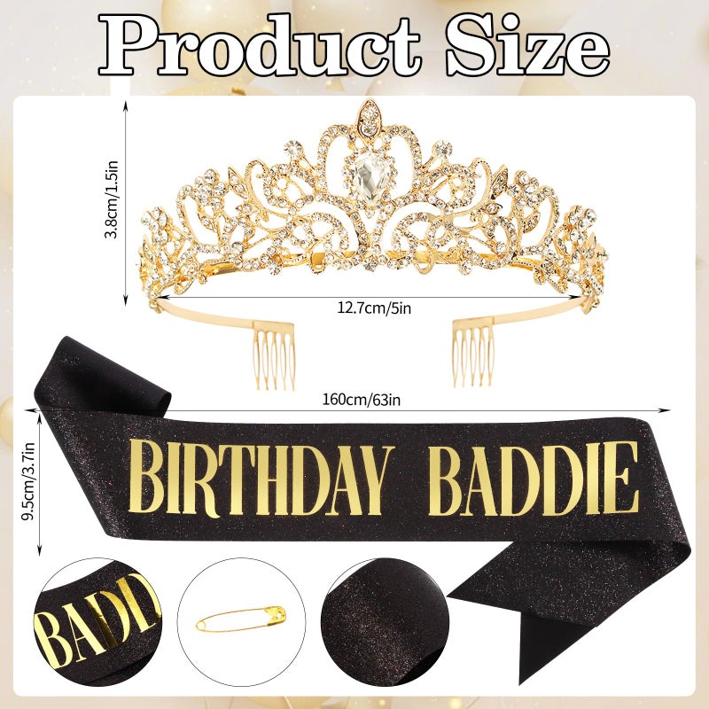 Hapdoo Birthday Baddie Sash & Sunglasses & Crown for Women, Hapdoo â€œBIRTHDAY BADDIEâ€ Sash for Girl, Happy Funny Birthday Decorations Baddie Accessories for Women Party Favors Supplies - Image 4