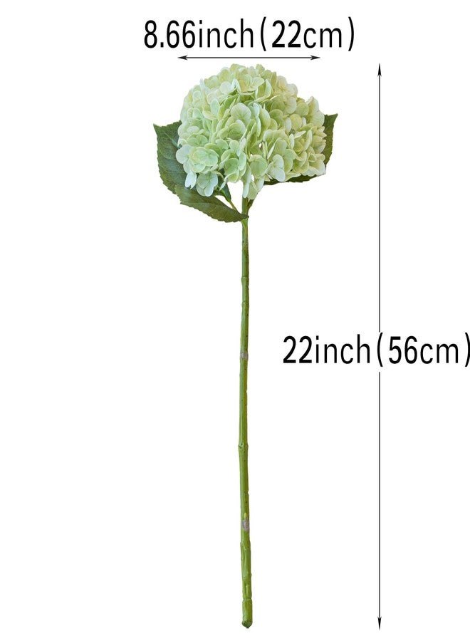 DUYONE 22" Real Soft Touch Hydrangea Artificial Flowers Realistic,Large Long Stem Fake Flowers Full Latex Faux,Wedding Bouquet,Party Home Decor,Garden Office Room Table Centerpieces Light Green 3Pcs - Image 3